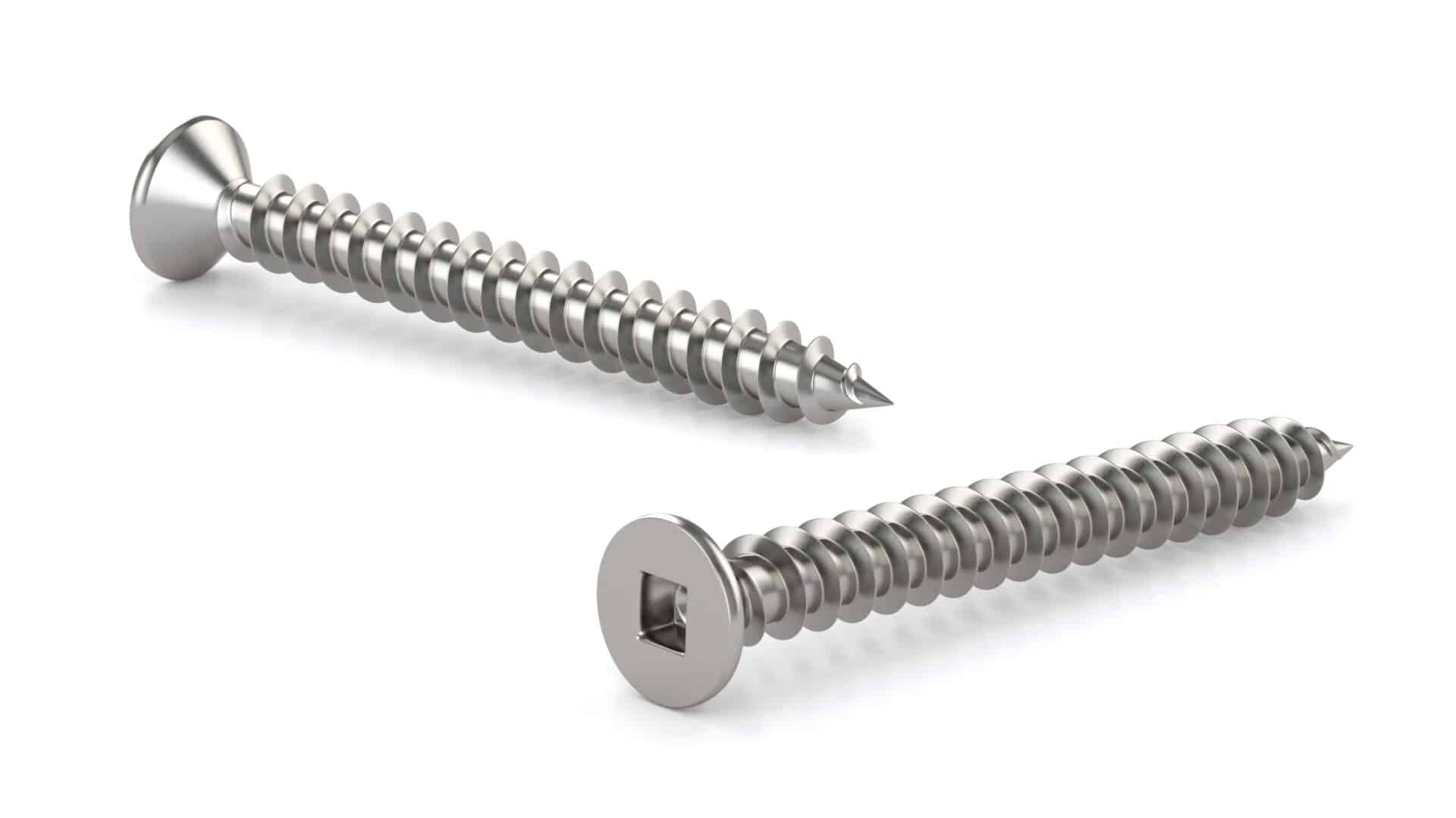 Vis à métal en acier inoxydable, tête plate, empreinte carrée, filet autotaraudeur, pointe type A